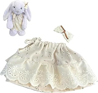 Stuffed Bear Clothes,Dress for Doll Bunny Doll, 10-12 inch Doll can be Worn,Clothes only Without Doll.(2pc Includes 1 Doll Dress,1 Doll Lace Hair Clip)