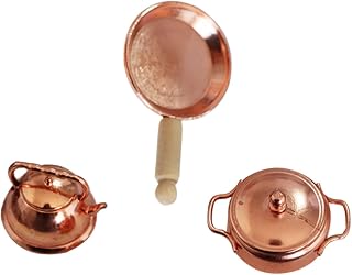 Totority 1 Conjunto De Utensílios De Cozinha Simulados Em Miniatura Potes E Panelas Mini Brinquedos De Casa Modelo De Cena Em Miniatura Três Peças Terno Em Miniatura De Madeira Mini