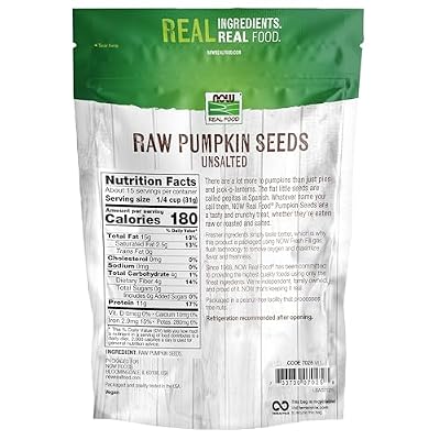 NOW Foods, Pumpkin Seeds, Raw and Unsalted, Essential Fatty Acids, Rich in Iron, Excellent Source of Protein, Certified Non-GMO, 1-Pound (Packaging May Vary)