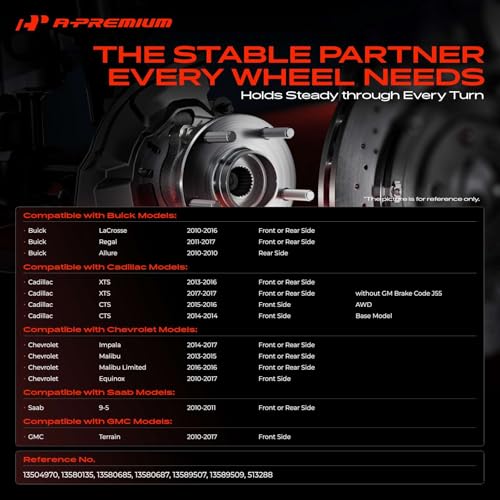 A-Premium 2 x Front or Rear Wheel Bearing and Hub Assembly with 5-Lug Compatible with Chevy GMC Buick Cadillac - 2010-2020 - Equinox Malibu Impala Camaro Terrain LaCrosse Regal Allure CTS XTS by A-premium - Image 2