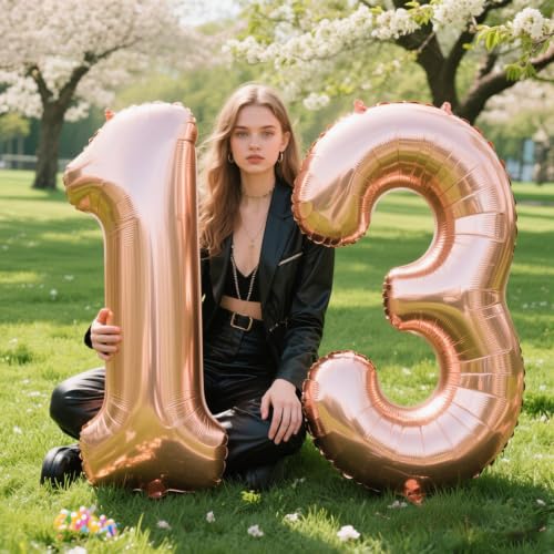 40 Inch Rose Gold Number 13 Balloons Foil Digital Helium Number Balloons by Kelfuoya - Used condition - Image 6