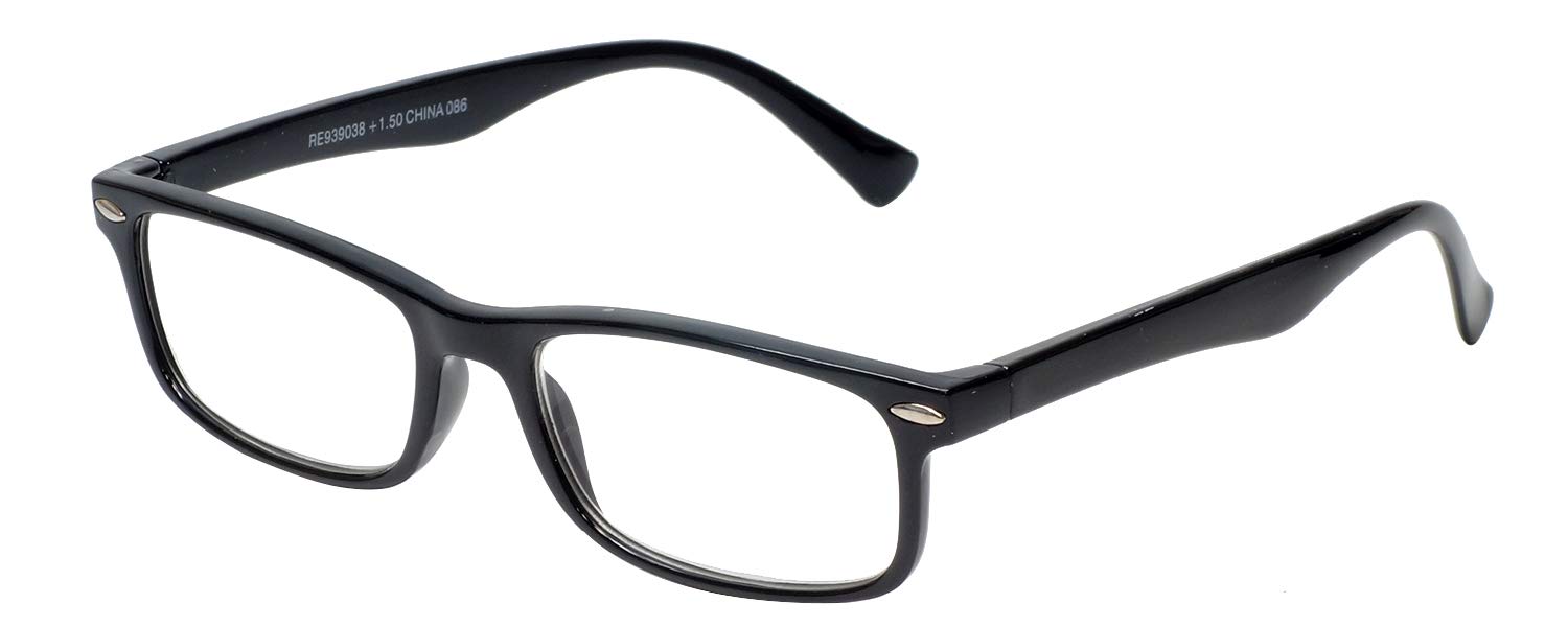 Calabria Buddy Designer Vintage Rectangular Reading Glasses +2.75 Black Men Women Classic Readers Trendy Eyeglass