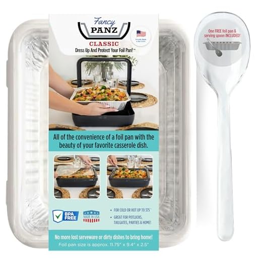 Fancy Panz - White Classic Aluminum Foil Pan Carrier with Lid - Elevated Food Serving Tray - Portable Casserole Carrier with Lid - Made in The USA Hosting Essentials