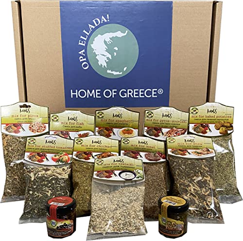 JT-Lizenzen Präsentkorb Griechenland - Geschenkkorb aus Kreta / Thrakien gefüllt mit Olivenpaste, Gewürzmischung 12-teiliges Delikatessen Geschenkset Cover