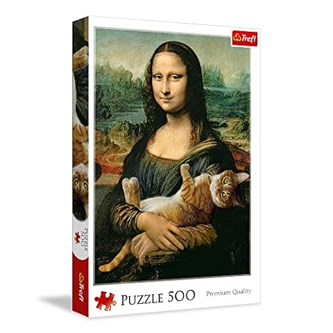 Trefl Mona Lisa i Kot Mruczek Puzzle 500 Elementów o Wysokiej Jakości Nadruku dla Dorosłych i Dzieci od 10 lat