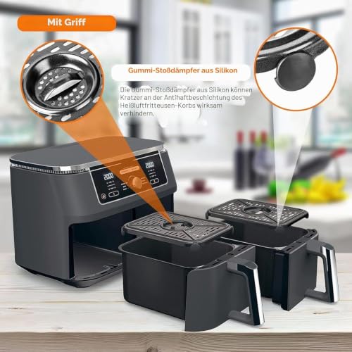 Miniatura 3 de Air Fryer Replacement Parts For Ninja Foodi Dualzone Air Fryers, 2 Pcs Food Grade Air Fryer Accessories Grill Pan Plate Crisper Plate Rack Tray For Ninja Dz090 Dz201 Dz100 Air Fryer, Dishwasher Safe