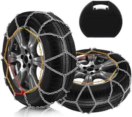 SCITOO KN110 Snow Chains Quick Easy Installation,Tire Traction Chain for Car Pickup Trucks SUV,Adjustable Universal Emergency Thickening Tire Chains Width 215 225 235 245(15" 16" 17" 18")- Set of 2