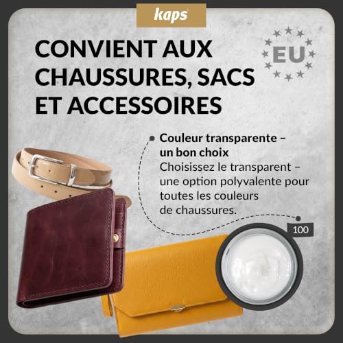 Kaps Crème Délicate – Crème de Cirage avec Applicateur en Éponge pour Cuir naturel et Matières synthétiques ou Maroquinerie – 50ml, Noir 118 – vue 5