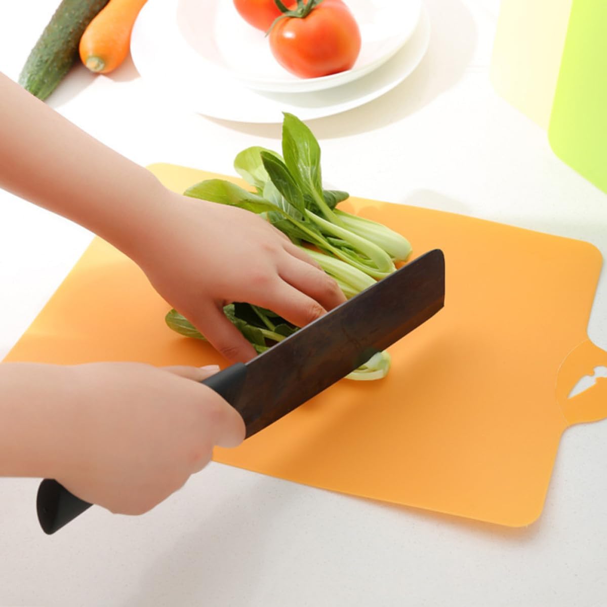 4pcs Flexible Plastic Chopping Board Mat with Non Slip Grip