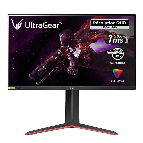 LG 32GP850 UltraGear Gaming Monitor QHD NanoIPS 1ms HDR 10, 2560x1440, G-Sync Compatible AMD FreeSync Premium 180Hz HDMI 2.0 (HDCP 2.2), Display Port 1.4, USB 3.0, AUX, Flicker Safe, Nero, 31.5"/80cm