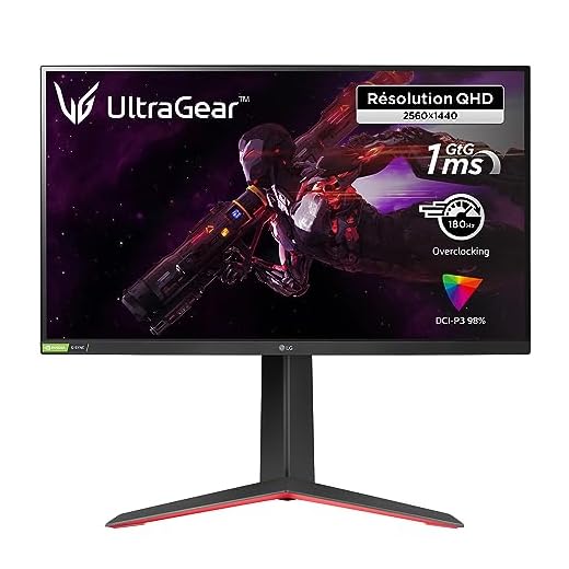 LG 32GP850 UltraGear Gaming Monitor QHD NanoIPS 1ms HDR 10, 2560x1440, G-Sync Compatible AMD FreeSync Premium 180Hz HDMI 2.0 (HDCP 2.2), Display Port 1.4, USB 3.0, AUX, Flicker Safe, Nero, 31.5"/80cm