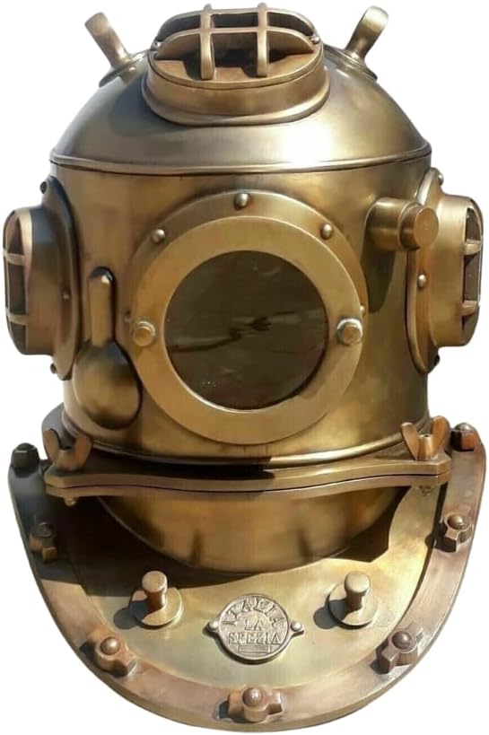 18" Diving Helmet Morse US Navy Mark V Full Size Divers Helmet, Antique Brass Finish