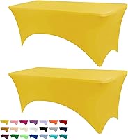 Vista 45 de Funda de mesa ajustada de 4 pies, manteles de elastano negros, manteles elásticos lavables y resistentes a las arrugas para eventos, bodas