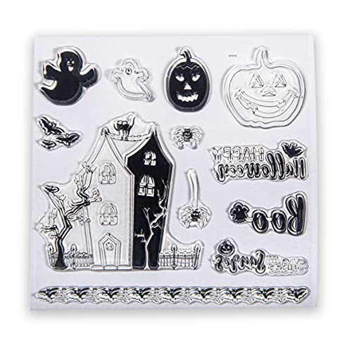 Rayher Clear Stamps-Halloween, 102.5x97mm, 13 Motifs, tab-Bag 1sheet, 50252000, Photopolymer, Natural, 15