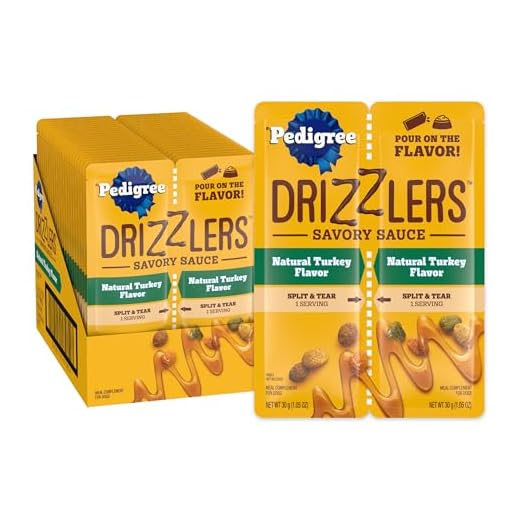 Pedigree Drizzlers for Dogs, Wet Dog Food Gravy Savory Sauce, Natural Turkey Flavor, 60g Dual-Serving Pouch (22 Count, 44 Servings Total)