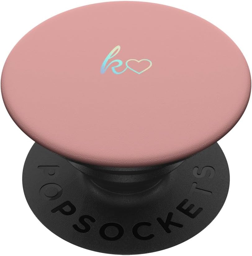 Rainbow Initial Letter K Heart Minimalist Rose PopSockets Adhesive PopGrip