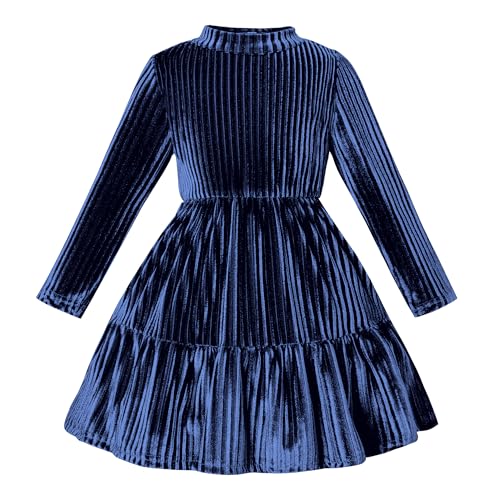 Toddler Velvet Dress Baby Girl Winter Dress Little Girls Long Sleeve Round Neck Fall Winter Party Outfits Casual