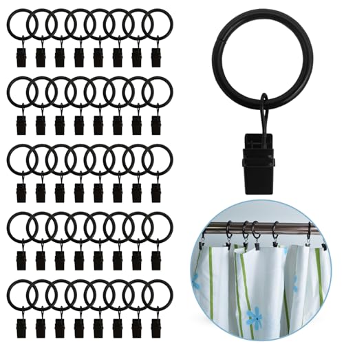 Paquete De 40 Anillos De Metal para Cortinas con Clips, Clips para Colgar Cortinas Vintage A Prueba De Herrumbre, Anillos para Ventanas, Clips Resistentes para Cortinas con Anillos