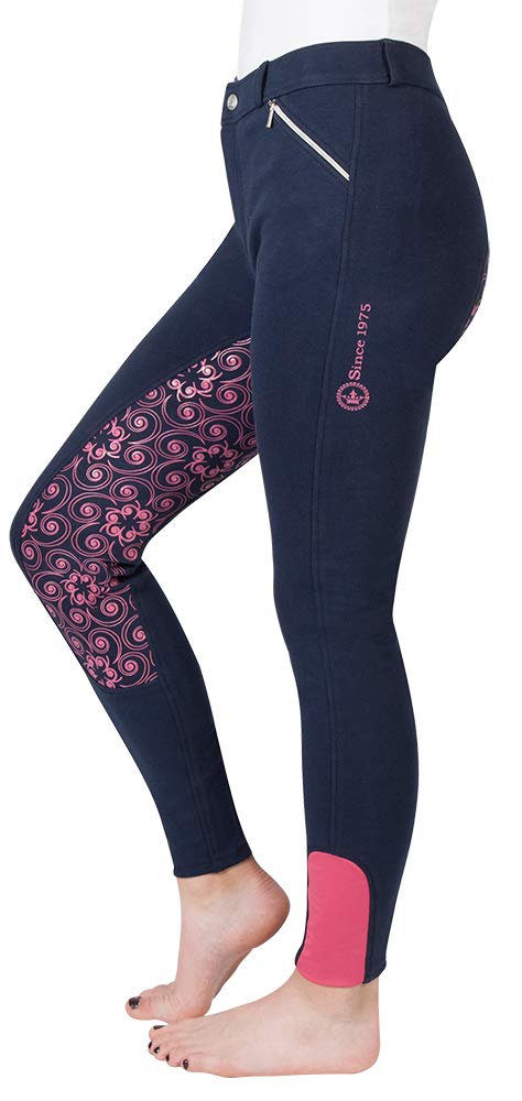 PFIFF Zahra 102604-111-140 Pantalon d'équitation pour Fille en Silicone Bleu/Rose Taille 140