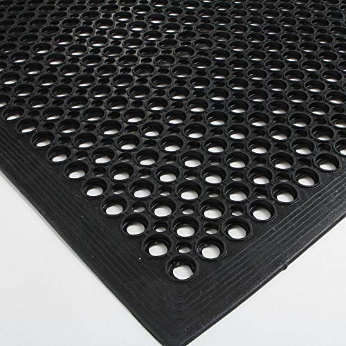 Lykos Heavy Duty Large Non-Slip Mat Bar Kitchen Industrial Multi-Functional Anti-Fatigue Drainage Rubber Non-Slip Hexagonal Floor Mat Black (60X35) #TOP1