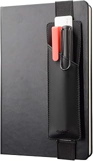 Office Adjustable Elastic Pen Holder, Detachable PU Leather Pouch for 8–11 Inch Notebooks Journals Planners, Black (Black)