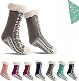 Ultra-Thick Cashmere Slipper Home Socks, Brisk Rhythm Cashmere Slipper Socks, Inherentinct Christmas Slipper Socks with Grips for Women (Grey, Adult, Women, 5, Numeric Range, US Footwear Size System, 10, Medium)