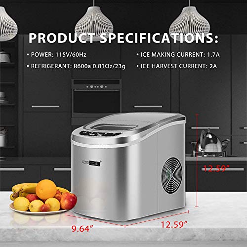 Vivohome Electric Portable Compact Countertop Automatic Ice Cube Maker Machine With Hand Scoop And Self Cleaning Function 26Lbs/Day Silver #TOP5