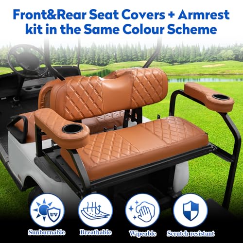 NOKINS Golf Cart Front&Rear Seat Covers with Armrests Fits EZGO TXT/RXV by NOKINS - Used condition - Image 9