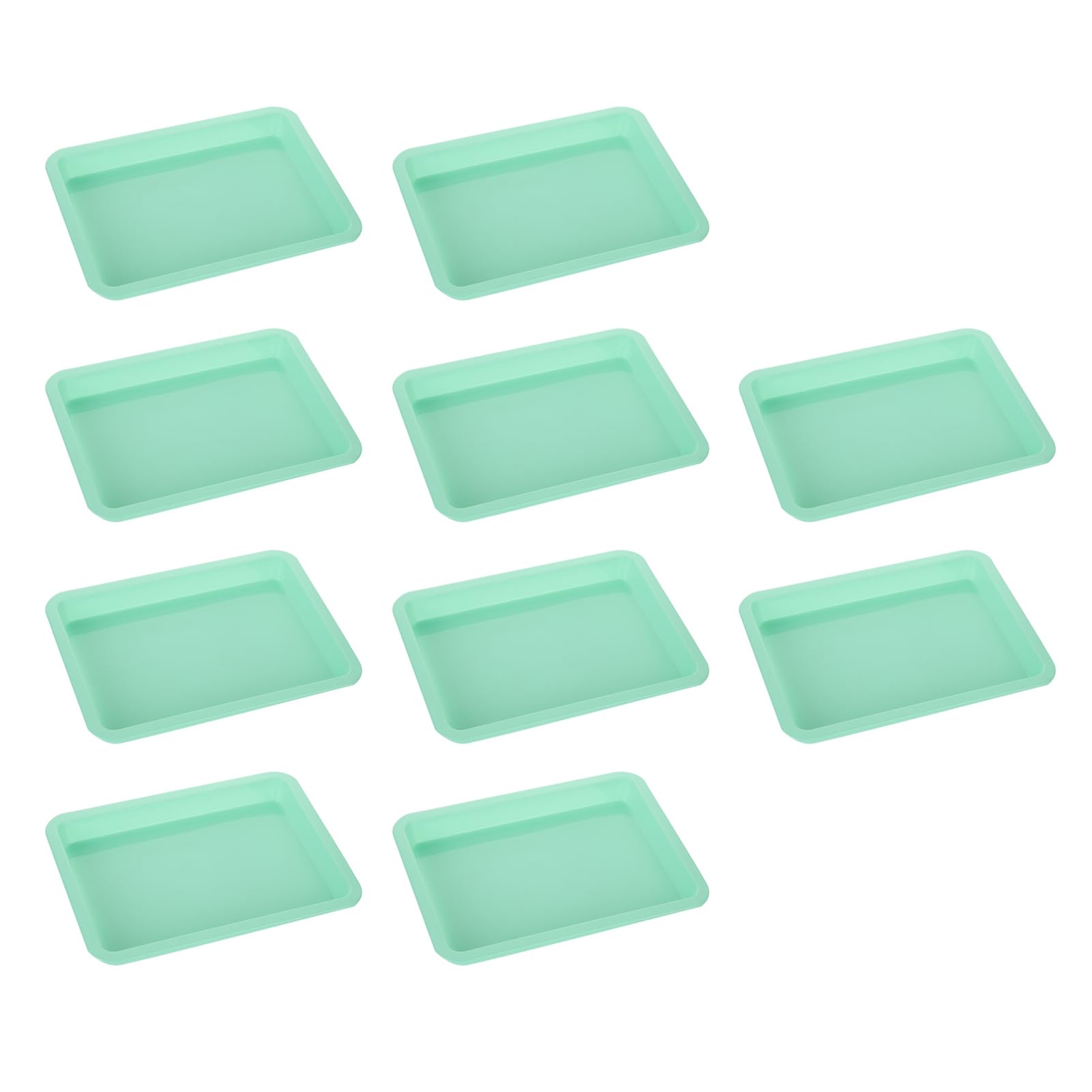 Qinlenyan 10Pcs Stackable Craft Trays Plastic Painting Plates Activity Crafts Organizer Non-Slip Serving Organizer Tray for DIY Projects,Beads,Painting,Colored Sorting Trays Green