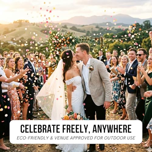Image of Sunset Mix (White, Pink, Yellow, Orange) Rice Paper Wedding Confetti - Biodegradable & Water Soluble, Flower Girl Basket & Wedding Sparklers for Send Off Alternative, 150g 20000 Pcs