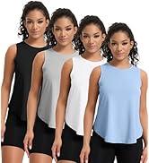 NebuKinex 4 Pack Women's Workout Tank Tops Sleeveless Quick Dry Athletic Shirts with Side Slits L...