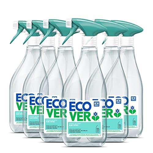 Ecover Lot de 6 sprays de nettoyant pour vitres sans traces - Parfum thé vert et pamplemousse - 6 x 500 ml