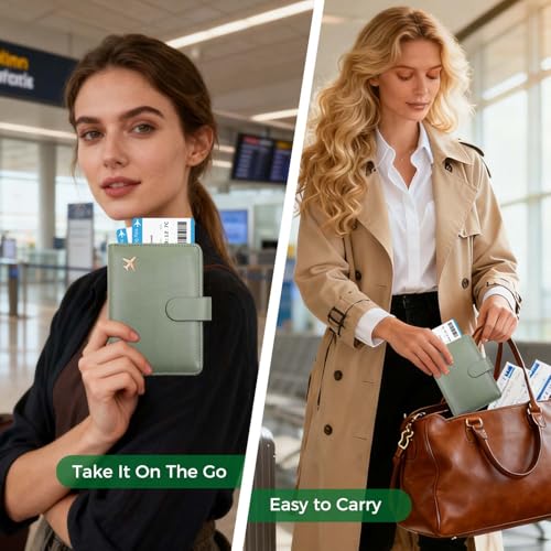 Image of Melsbrinna Premium Leather Passport Holder Covers Case, Waterproof Rfid Blocking Travel Wallet Passport Holder with Pen Holder, Cute Passport Book for Women /Men