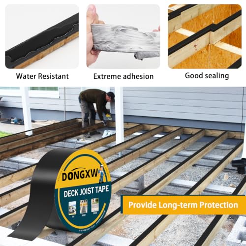 Image of Dongxw 24 Packs Deck Joist Tape, 2 inch x 50' Waterproof Butyl Joist Tape for Decking 2inch, Flashing Tape Self-Adhesive Joist Tapes for Decks Beams Extend Wood Deck Life