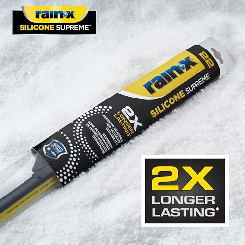 Image of RainX Silicone Supreme Windshield Wiper Blade 24 inch - Heavy Duty Silicone Squeegee, Extreme Weather Resistance & All-Season Performance, Streak-Free Beam Technology, Quick Install (Pack of 1)