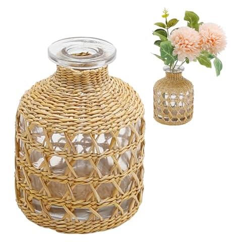 Rattan Cover Glass Vase by MDEOOSKY Cover