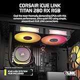Corsair iCUE LINK TITAN 280 RX RGB Liquid CPU Cooler – 280mm AIO – 2x RX140 RGB Fans Included – Fits Intel LGA 1851/1700, AMD AM5/AM4 – iCUE LINK System Hub Included – Black - Image 2