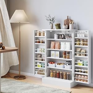 41" Pantry Cabinet with Doors and Adjustable Shelves, White Freestanding Kitchen Pantry Storage Cabinet for Snacks, Food Pantry Cabinet for Small Space, Pantry Closet Cupboard 41 Pantry Cabinet with Doors and Adjustable Shelves White Freestanding Kitchen Pantry Storage Cabinet for Snacks Food Pantry Cabinet for Small Space Pantry Closet Cupboard