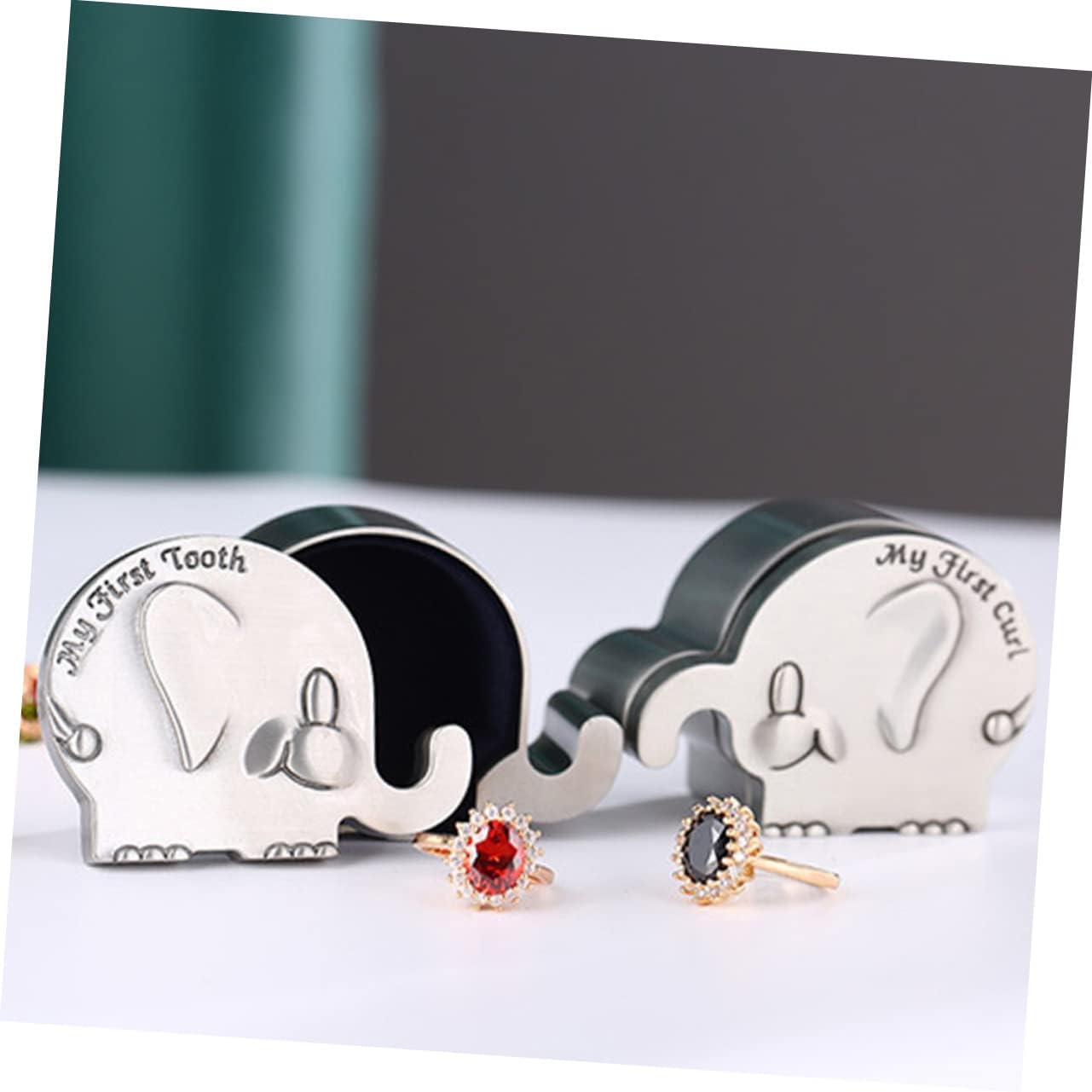 1pair Elephant Shape Keepsake Box for First Tooth and Hair Elegant Storage for Newborn Memories Unique Shower for Boys and Girls