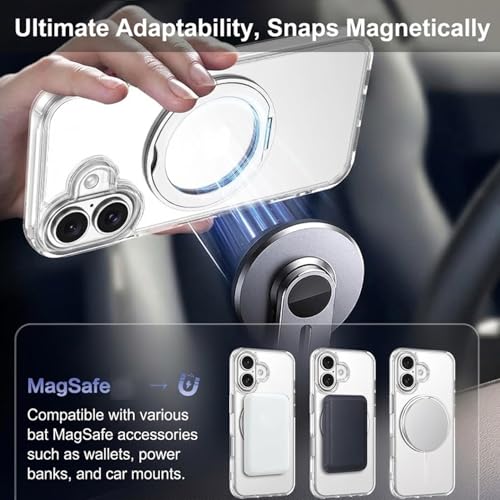 Image of Enflamo Hard Clear Rotaing Stand Shockproof Transpareant Magnatic Case Cover for iPhone 17 | Ultra Hybrid Camera Bump Protection