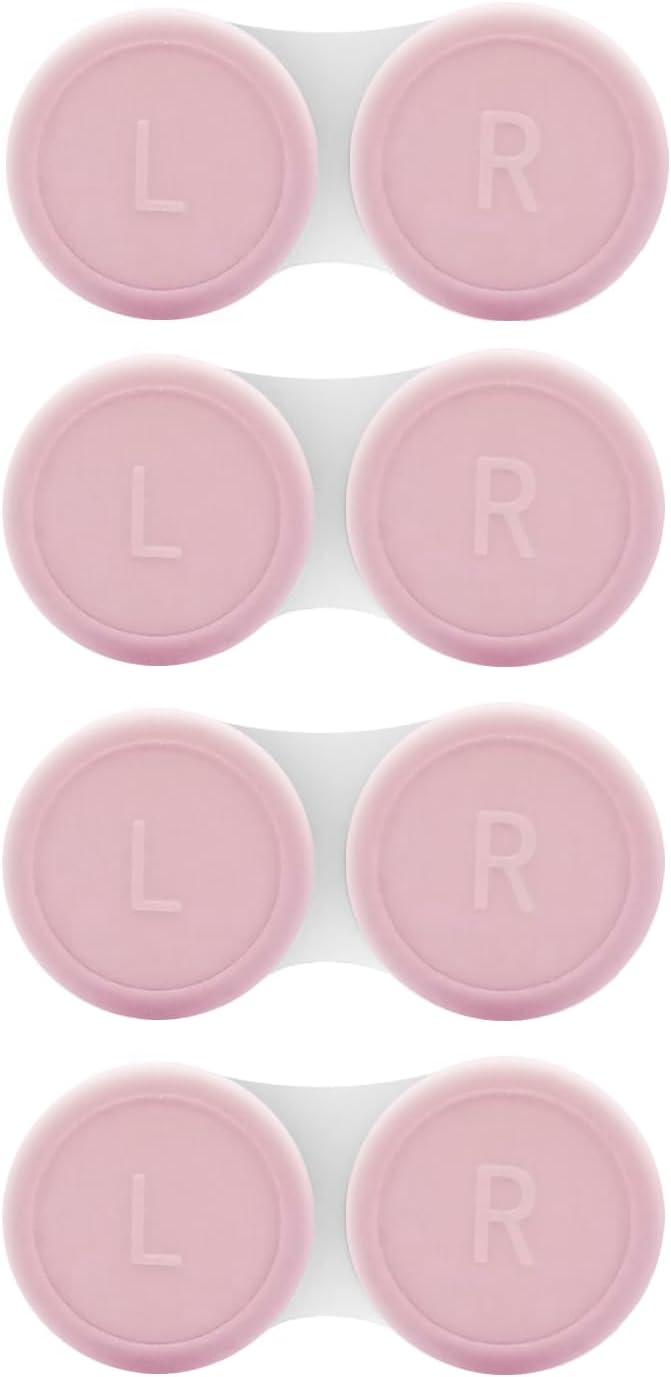 Vastsoon 4 Pack Pink Contact Lens Cases - Travel Soaking Storage Kit for Hygiene & Daily Use