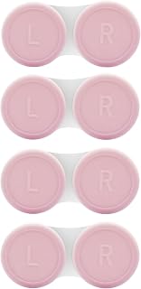 Vastsoon 4 Pack Pink Contact Lens Cases - Travel Soaking Storage Kit for Hygiene & Daily Use