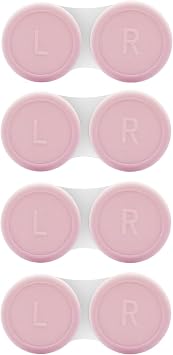 Vastsoon 4 Pack Contact Lens Case, Contact Solution Soaking Case Replacement Kit for Travel, Daily Use Pink