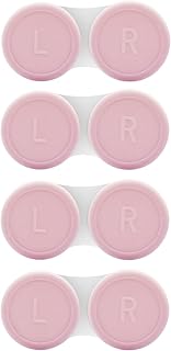 4 Pack Contact Lens Case, Contact Solution Soaking Case Replacement Kit for Travel, Daily Use (Pink)