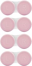 4 Pack Contact Lens Case, Contact Solution Soaking Case Replacement Kit for Travel, Daily Use (Pink)