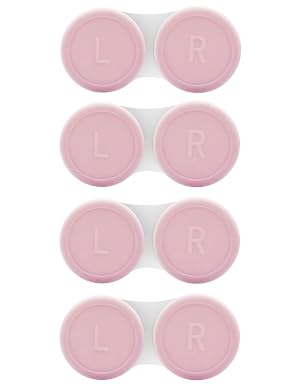 4 Pack Contact Lens Case Contact Solution Soaking Case Replacement Kit for Travel Daily Use Pink