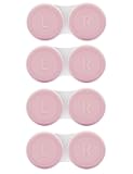 4 Pack Contact Lens Case, Contact Solution Soaking Case Replacement Kit for Travel, Daily Use (Pink)