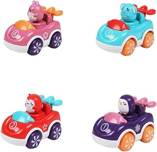 NAMOARLY 4Pcs Inertia car toy for kids mini animal toys mini toy Pulling Back Car Toys puzzle doll preschool