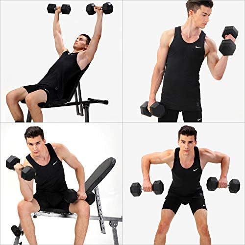 ACTIVE FOREVER Dumbbells Set of 2, Hex Dumbbells Pair, Black Rubber Hex Dumbbell, Household Rubberized Dumbells Set (2×10kg)