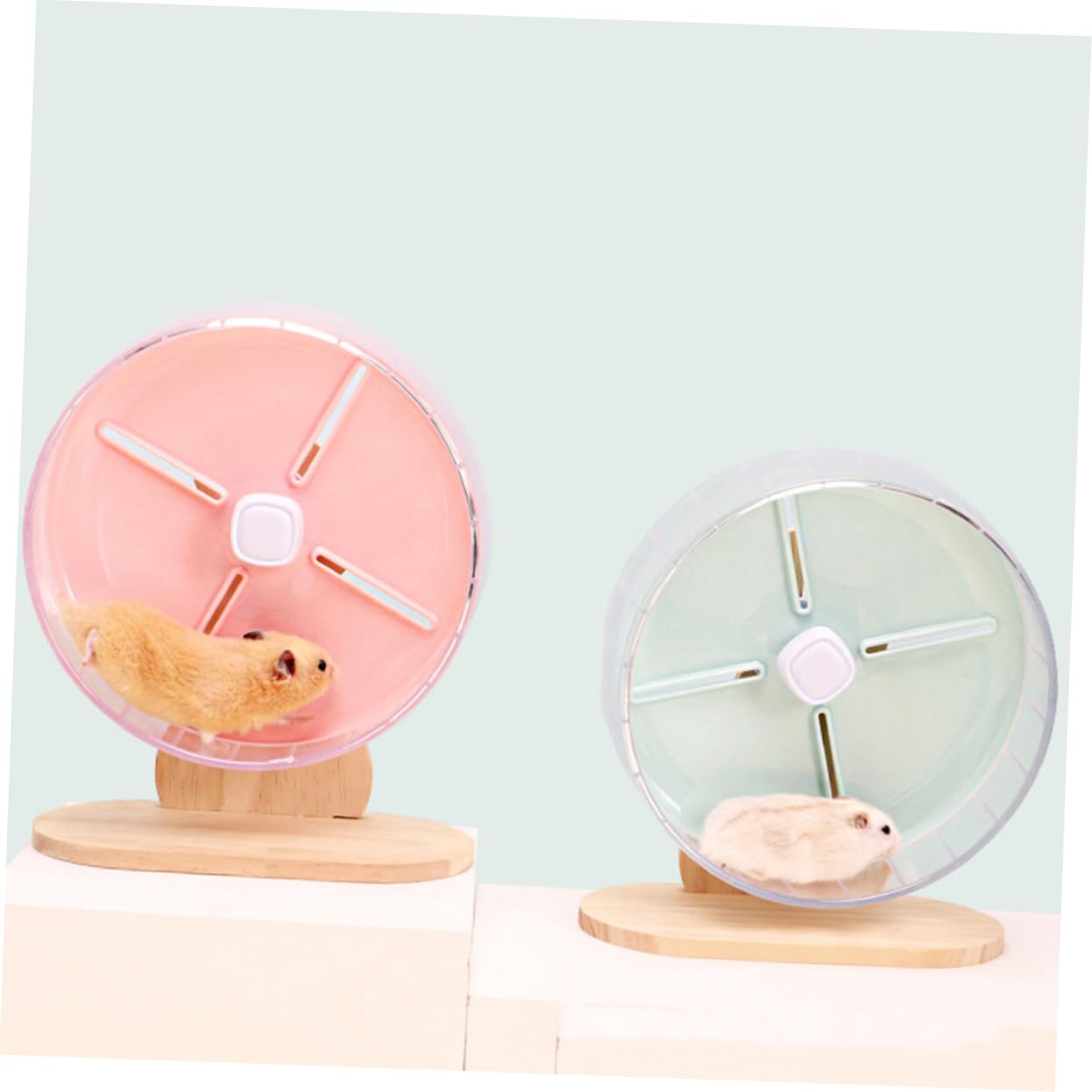 FRCOLOR Rueda para Hámster Silenciosa Soporte, Rueda de Ejercicio para Roedores Pequeña de 20 Cm, Material Abs y Madera, Adecuado para Jaulas de Mascotas y Aumentar Su Actividad